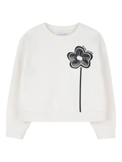 Marc Jacobs Kids' Flower-appliqué Sweatshirt In Gray