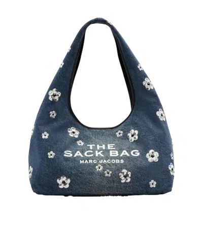 Marc Jacobs Flower Denim Shoulder Bag In Blue