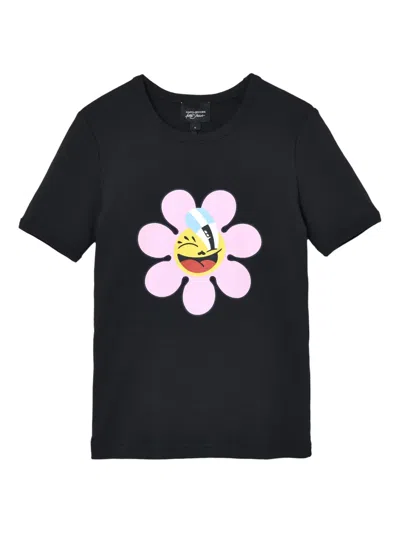 Marc Jacobs Flower-embellished Tee In Black