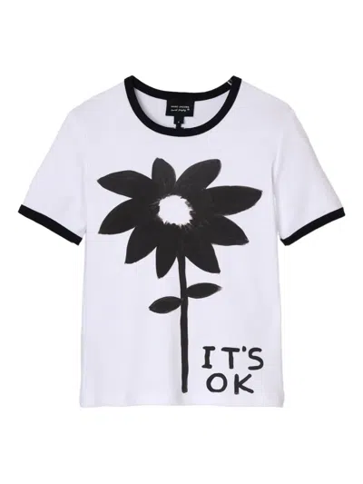 Marc Jacobs Flower-print Ringer Tee In White