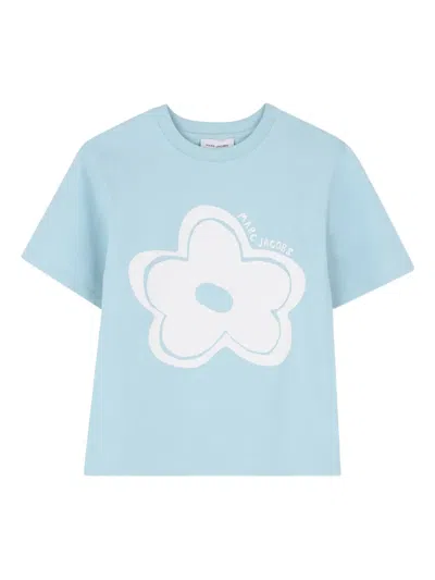 Marc Jacobs Kids' Flower-print T-shirt In Blue