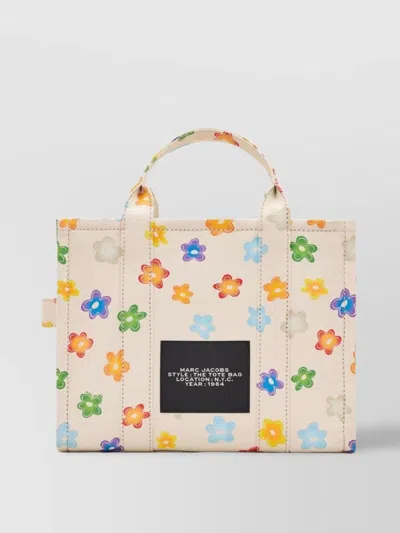 Marc Jacobs Flower Print Tote Bag With Handles And Strap