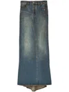 Marc Jacobs Long Fluted Denim Skirt In Blue