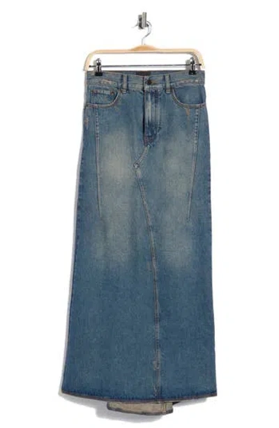 Marc Jacobs Fluted Denim Maxi Skirt In Blue