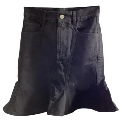 Pre-owned Marc Jacobs Fluted Denim Mini Skirt In Black Cotton