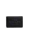 Marc Jacobs The Wallet Trifold Black Wallet With Engraved Logo On The Front In Hammered Leather Woman In Black