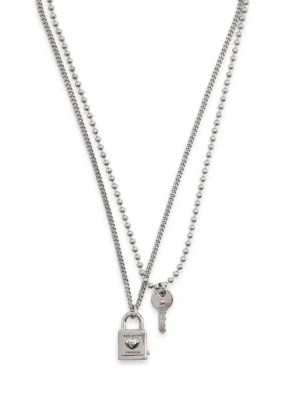 Marc Jacobs Friendship Padlock Silver-plated Necklace Set