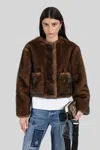 Marc Jacobs Patch-pocket Faux-fur Jacket In Brown