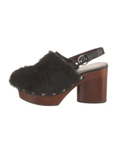 Pre-owned Marc Jacobs Fur Colorblock Pattern Slingback Pumps In Brown