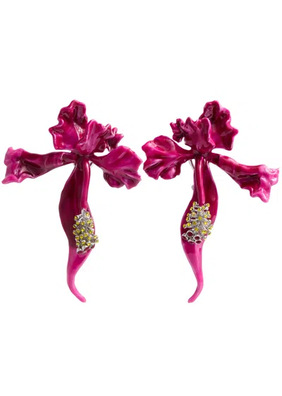 Marc Jacobs Future Floral Embellished Drop Earrings In Pink
