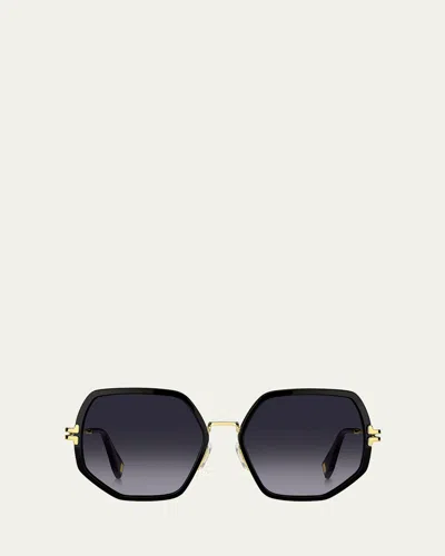 Marc Jacobs Geometric Metal & Acetate Square Sunglasses In Black