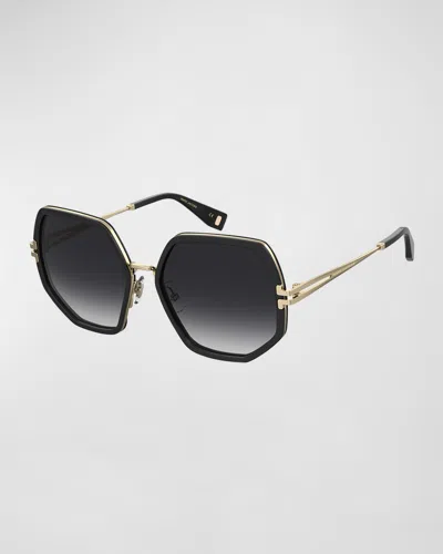 Marc Jacobs Geometric Metal & Acetate Square Sunglasses In Black