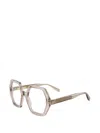 Marc Jacobs Ladies Transparent Rectangular Eyeglass Frames Mj-1077 In Neutral