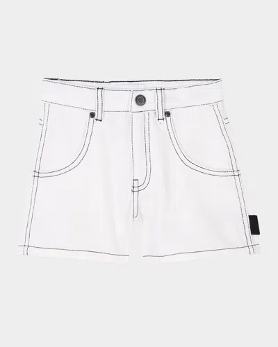 Marc Jacobs Kids' Girl's Contrast-stitch Cotton Twill Shorts In Ivory