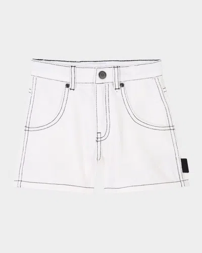 Marc Jacobs Kids' Girl's Contrast-stitch Cotton Twill Shorts In Cream