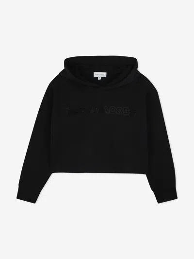 Marc Jacobs Kids'  Girl Cropped Logo Hoodie In Black