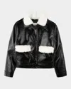 Marc Jacobs Faux Fur-collared Leather Jacket In Black