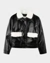 Marc Jacobs Faux Fur-collared Leather Jacket In Multi