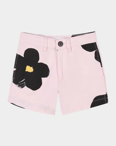 Marc Jacobs Kids' Girl's Floral-print Cotton Twill Shorts In Pink