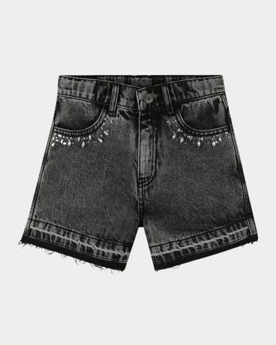 Marc Jacobs Kids' Girl's Jeweled Pocket Denim Shorts In Multi