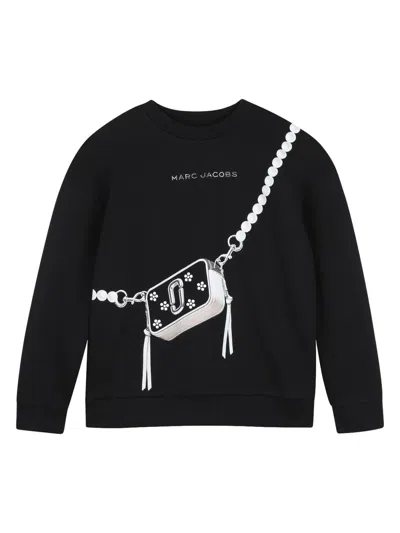 Marc Jacobs Girl's Little Girl's & Girl's Trompe L'oeil Snapshot Sweatshirt In Black