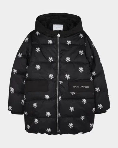 Marc Jacobs Kids' Girl's Puffer Jacket With Jewels Print In Animal Print
