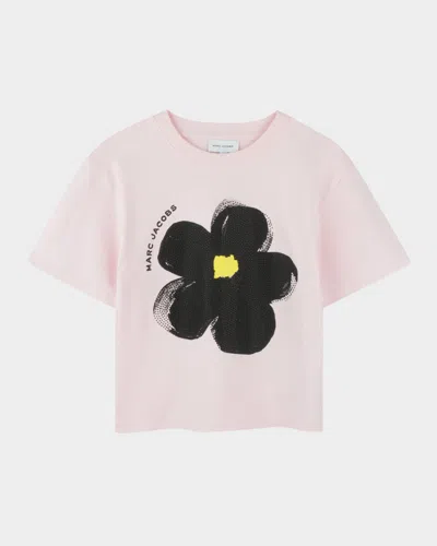 Marc Jacobs Kids' Girl's Rhinestone Floral-print Jersey Tee In Pink
