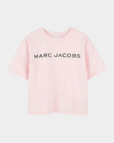 Marc Jacobs Kids' Girl's Rhinestone Logo Cotton Jersey Tee In Pink