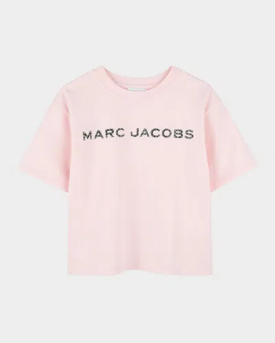 Marc Jacobs Kids' Girl's Rhinestone Logo Cotton Jersey Tee In Pink