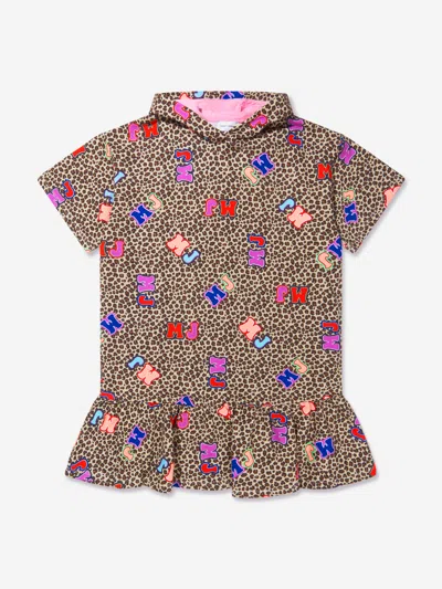 Marc Jacobs Kids' Girls Cheetah Print Hooded Sweater Dress 14 Yrs Beige