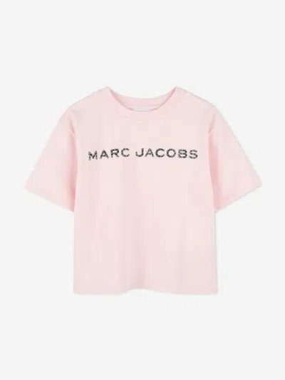 Marc Jacobs Babies' Girls Diamante Logo T-shirt In Pink