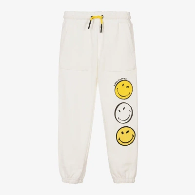 Marc Jacobs Kids'  Girls Ivory Cotton Smiley Faces Joggers