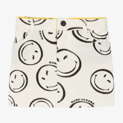 Marc Jacobs Kids'  Girls Ivory Cotton Smiley Faces Skirt