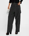 Marc Jacobs Glam Crystal Oversized Jeans In Black
