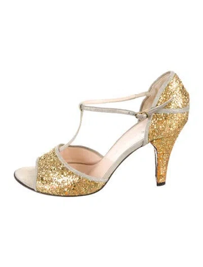 Pre-owned Marc Jacobs Glitter Glitter Accents T-strap Pumps In Multi