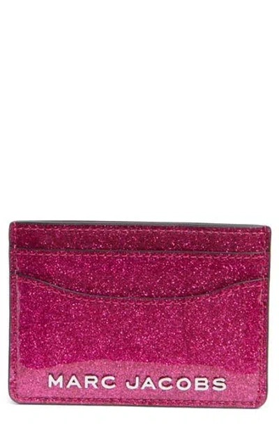 Marc Jacobs Glitter Trademarc Card Case In Lipstick