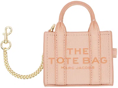 Marc Jacobs Gold & Black 'the Nano Tote Bag Charm' Keychain In Pink