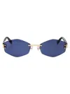 Marc Jacobs Gold Blue Metal Sunglasses In Gold