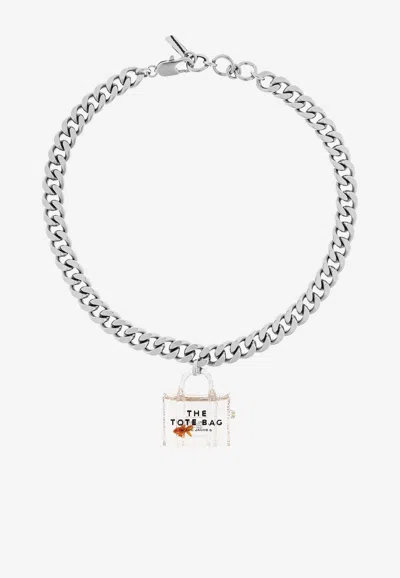 Marc Jacobs Gold Fish Tote Bag Pendant Necklace In Silver