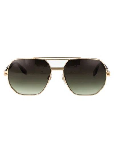 Marc Jacobs Gold Havana Metal Sunglasses In Green