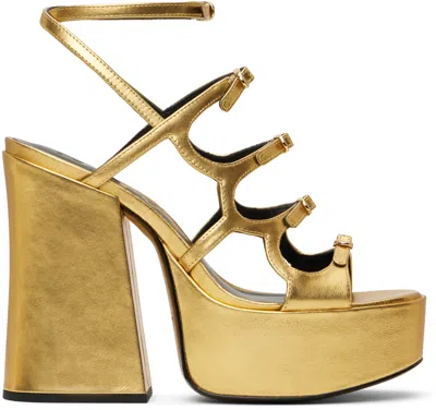 MARC JACOBS GOLD 'THE KIKI PLATFORM' HEELED SANDALS