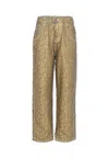 Marc Jacobs Gold Trousers For Girl With Logo In Gold