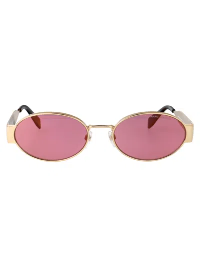 Marc Jacobs Gold Violet Metal Sunglasses In Pink