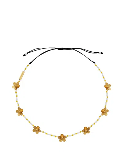 Marc Jacobs Golden Daisy Beaded Necklace In Multi