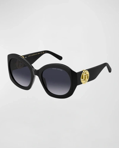 Marc Jacobs Gradient Acetate Round Sunglasses In Black
