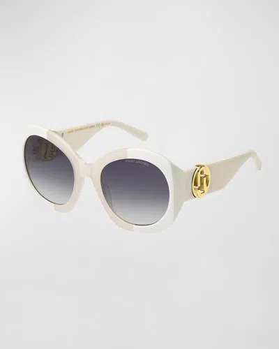 Marc Jacobs Gradient Acetate Round Sunglasses In Ivory