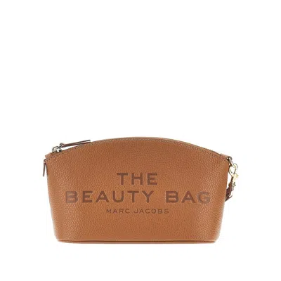 Marc Jacobs Grain Leather Beauty Bag In Brown