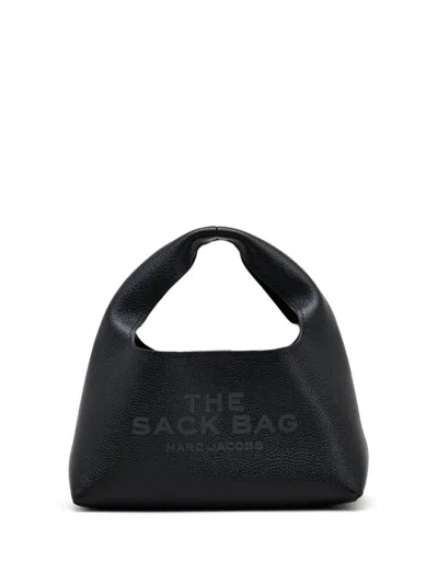 Marc Jacobs Grained Black Leather Handbag With Embossed Logo