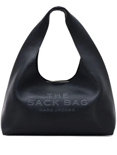Marc Jacobs Grained Black Leather Handbag With Silver-tone Hardware