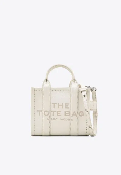 Marc Jacobs Grained Leather Logo Crossbody Bag In White